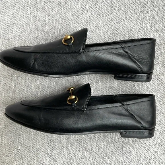 Gucci Brixton Black Leather Goldtone Horsebit Hardware Foldable Loafer Mule - Picture 6 of 15